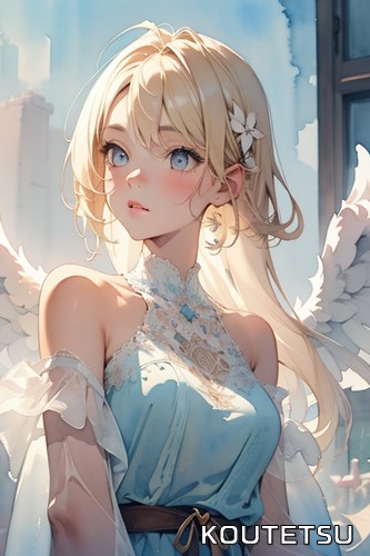 天使の羽をつけた金髪少女の画像